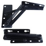 80 Degree Foldable Lifting Bracket - 1 Pair Heavy Duty Spring Hinges widely Used in Folding Sofa Bed Corner Cabinet,Bench Seat,Toy Box Chest, Furniture Storage Support Hinges Black