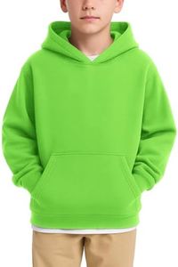 JustBlanks Youth Hoodies for Boys Girls Fleece Sweatshirt Children Pull on Hoody sweatshirt Youth Hooded Sweatshirt - Neon Green - L