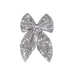 Radhu & Kabby Trendy Hair Bow Clip for Women/Girls | Comfortable Hair Accessories | Fancy & Stylish | Anti-Hair Breakage Hairclips | Glittery Silver | 1 Pcs