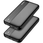 GREPRO Power Bank, 2 Pack 10000mAh Portable Charger USB C in&Out, Powerful External Battery Pack for All Smartphones, Compatible with iPhone 14 13 12 Samsung S22 Google LG OnePlus iPad Tablet, etc