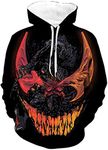 OLIPHEE Mens Hoodies Full 3D Printed Graphic Sweatshirt Athletic Breathable Fashion Pullover with Pockets red Black L/XL