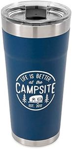 Camco Life is Better at The Campsite Stainless Steel 20 oz. Tumbler with Double Wall Insulation | Great for Hot and Cold Drinks | Navy (53323)