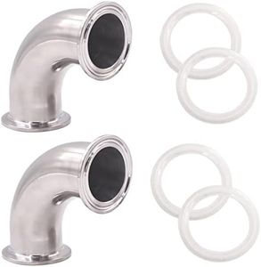 DERNORD 2 Pack 1.5" Tube OD Sanitary Ferrule Elbow 90 Degree Pipe Fitting with 4 Silicone Gaskets SUS304 Tri Clamp 1.5 Inch