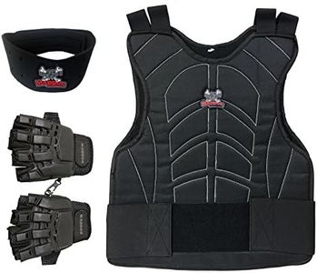 Maddog® Padded Chest Protector, Tactical Half Glove, & Neck Protector Combo Package - Black - Small/Medium