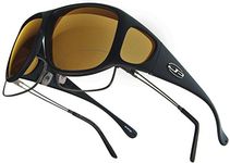 Fitovers Eyewear Aviator Sunglasses, Matte Black, Polarvue Yellow