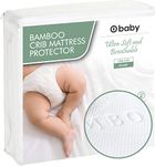 Ultra Soft Bamboo Crib Mattress Protector, Waterproof Baby Crib Sheet, 52x28x9, Long Skirt, Hypoallergenic, Crib Mattress Cover, o1baby, o1brand (Crib 1 Pack)