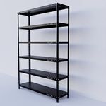 Menage Metal Slotted Angle Rack With Shelf Shelving Unit Multipurpose Rack (Black) (6 Shelf, 87 X 48 X 12 Inch)(22 Gauge Shelves,16 Gauge Angles)