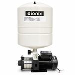 IONIX 1 HP High Pressure Booster Pump with 24L Pressure Tank, Stainless Steel Multi Stage Pump Head, Grundfos Pressure Switch, Brass NRV & 5 Way Connector, Water Pressure Pump for Home & Overhead Tank