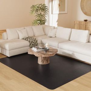 BelleCosy 8'×10' Black Floor Mat for Under Kitchen Table, Waterpoof Easy Cleaning Plastic Area Rug Protector Cover, No Spill Easy Flat Floor Protector for Living Room, Art Studio