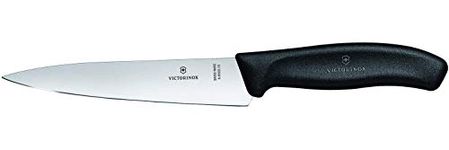Victorinox Swiss Made Stainless Steel Swiss Classic Carving Knife, Kitchen Tool for Meat and Vegetable Cutting, 15 cm, Black, Straight Blade, Professional & Household Use | 6.8003.15B