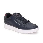 Tommy Hilfiger Leather Solid Blue Men Flat Sneakers (F23HMFW217) Size- 45