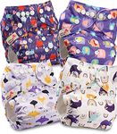 Littles and Bloomz Baby Reusable Pocket Nappy Cloth Diaper, Standard Popper, 4 Nappies, FLP2-0404