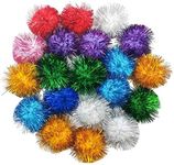 20 Pcs Assorted Color Flash Ball Cat's Favorite Toy Ball Tinsel Pom Poms Flash.