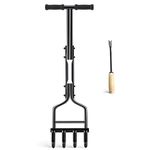 EEIEER Lawn Aerator Tool, Aerator Lawn Coring Tool with Clean Tool, Manual Plug Aerator Upgarded Yard Aeration Tools with 4 Hollow Slots for Compacted Soil & Lawn Garden Care