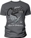 1964 Birthday Shirt for Men - Vintage Classic 1964 All Original Parts - Spark Plug - F/Charcoal-002-2X