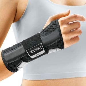 FREETOO Carpal Tunnel Wrist Supports Splint Fit Right Hand Night Support, Fitted Wrist Brace for Tendonitis Arthritis Pain Relief, Hand Support Splint for RSI, Sprain - For Men and Women (Black, S/M)