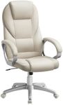 SONGMICS, Ergonomic Swivel Chair, Adjustable Height, for Office, Telework, with Silent Castors, Cream White OBG022W11, 28.7" L x 27.6" W x (44.1"-48" H)