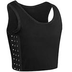 XUJI Women Hook Vest Top Lesbian Chest Binders Tomboy Slim Fit Straps Tank Sports Bra (Black, L)