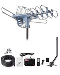 Yeceny WA-2608 Digital Amplified Outdoor HD TV Antenna with Mounting Pole & 60 Ft RG6 Coax Cable,Coaxial Grounding Block,200 Miles Long Range Wireless Remote Control 360 Degree Rotation Support 2 TVs