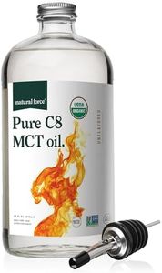 Natural Force Organic Pure C8 MCT Oil – Liquid MCT Oil in Glass Bottle Container – Concentrated Caprylic Acid – Keto, Paleo, Kosher, Vegan & Non-GMO – Lab Tested for Quality and Purity, 32 Ounce