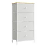 SONGMICS Dresser for Bedroom, Fabric Dresser with 4 Drawers, Metal Frame, Small Chest of Drawers, Cream White and Oak ULTS314W57