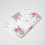 HOMESCAPES 100% Portuguese Cotton White Floral Bath Sheet Pink, Green and Pastel Blue Design