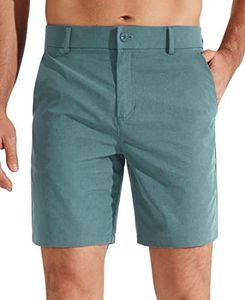 Libin Men's Golf Shorts 7" Work Dress Shorts Casual Flat Front Hybrid Shorts Lightweight Quick Dry Water Resistant, Peacock Blue, Size 38