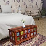 SABHYA FURNITURES Spinney Coffee Table Cum Trunk/Jewelry Box In Natural Solid Wood With Honey Oak Glossy Finished Premium Furniture, Rectangular