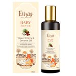 Ethas Baby Massage Oil for Newborns | With Ashwagandha & Coconut | Non-Sticky, Moisturizing Formula | Strengthens Bones, Prevents Dryness | Hypoallergenic & Dermatologically Tested (Pack of 1)