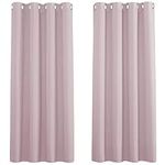 PONY DANCE Girls Bedroom Curtains 54 Drop Pink Blackout Thermal Insulated Curtains Eyelet Short Blackout Window Curtains for Nursery/Kids Bedroom, 2 Panels, W46 X L54, Pink