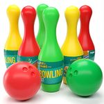 BAYBEE Plastic Bowling Set For Kids Toys With 6 Bottles And 2 Balls|Indoor And Outdoor Sports Games For Children|Board Game Toys For Kids Boys Girls 3+ Years (Bowling Set)|Multicolor