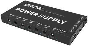 Guitar Pedal Power Supply,Erok Portable 7 Isolated DC Output Built-in Rechargeable Battery for 9V Guitar Bass Effect Pedals with USB Port for Mobile Devices