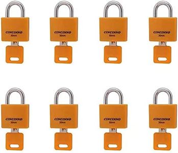 CINCINNO Set of 8 Small Locks，Covered Aluminum Keyed Alike Padlocks，30MM Weatherproof Lock with Same Key,Outdoor Padlock for Sheds, Storage Unit ，School Gym Locker, Toolbox