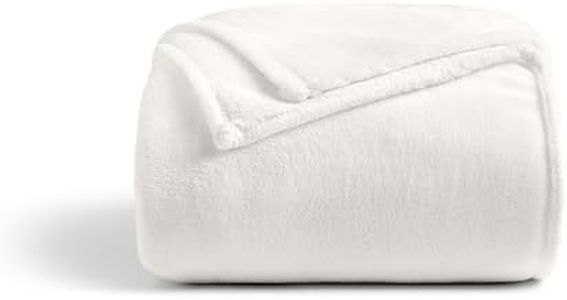 Cosy House Collection Everyday 1500 Series Fleece Blanket - Couch & Travel Essentials - All Season, Stays Fresh & Clean - Soft, Breathable & Skin-Friendly (Throw, Cream)