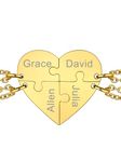 Personalized Bff Necklace for 4 Pieces Heart Puzzle Necklaces Set with 4 Names Engraved Friendship Jewelry Gift for Girl Women Birthday Christams Anniversary