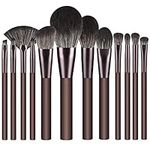 Makeup Brushes 12 Pcs Makeup Brush Set Premium Synthetic Bristles Foundation Make Up Brushes Concealers Eyeshadow Professional Make-up Brush Sets (Coffee)