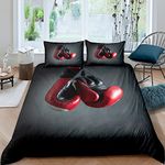 Loussiesd Boxing Comforter Cover Sports Theme Bedding Set for Boys Children Men Boxing Gloves Pattern Duvet Cover Stain Resistant Pugilism Games Room Decor Single Size Quilt Cover 2Pcs