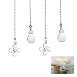 4PCS Ceiling Fan Pull Chain,14" Ceiling Fan Chain with Decorative 4 Leaf Light Bulb,Pull Chain Extension with Ball Chain Connector,Premium Extra Long Lighting Beaded Ball Chain Pendant (Silver)