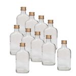 DIAH DO IT AT HOME 10 x Empty Glass Pocket Flask 200ml Bottles + 10 x Gold Screw Cap