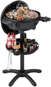 Costway Electric BBQ Grill, 2000W Indoor Outdoor Grill w/ 2-Zone Non-Stick Grilling Plate, Adjustable Temperature, Removable Stand Patio Grill w/Condiment Shelf for Balcony, Porch, Backyard