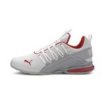 PUMA Men's Axelion Block Running Shoes, White White/High Rise/High Risk Red 02, 9.5 UK