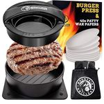 Mountain GRILLERS Burger Press Patty Maker - Non Stick Hamburger Mold Kit for Stuffed Burgers, Regular Beef Patties - Bonus 40 Wax Papers - Perfect Grilling Accessory for Outdoor BBQ (Black)