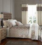 Catherine Lansfield Lattice Cut Velvet King Duvet Cover Set with Pillowcase Natural