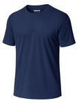 MAGCOMSEN Rash Guard Mens UPF 50+ Shirt Short Sleeves Rash Vest Quick Drying Swimming Top Lightweight Sports Top Navy, XL