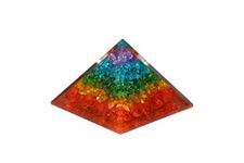 DHAROHAR HANDICRAFT Healing Crystals Chakra Stones Emf Protection Orgone Pyramid, Reiki Energy Meditation Negative Ion Generator Pyramid for Positive Energy with Quartz and Copper (Chakra, 50mm-60mm)