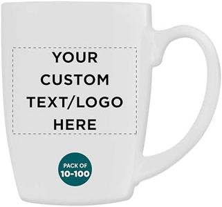 Custom Curved Java Coffee Mug Set - 100 Pack - Personalized Logo, Text - 12 Oz. - Stoneware Restaurant Cups - White