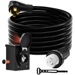 HZXVOGEN 50 Amp Generator Cord and Power Inlet Box Kit with Locking Connector, 3 Prong 15 Feet Heavy Duty NEMA 14-50P/SS2-50R, 125/250V 12500W Gauge STW House Generator/RV Extension Cord, ETL Listed