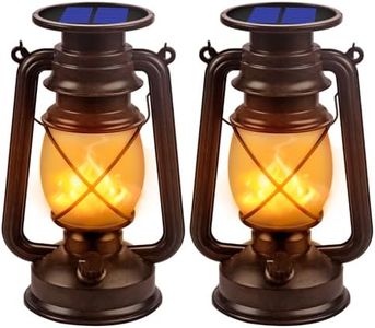 Solar Lantern Outdoor Hanging Solar Lights Dancing Flame Vintage Led Waterproof Camping Lamps, Landscape Decor for Table Patio Garden Yard Pathway Porch 2Pack (Orange Flame)
