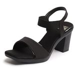 XE Looks Beautiful Attractive Black Heel Sandals For Women, 6 UK