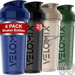 VELOMIX -4 PACK- 28 oz Shaker Cups for Protein Shakes - 4x Wire Whisk | BPA-Free & Dishwasher Safe | Leak Proof Protein Shaker Bottles for Protein Mixes | Large Blender Shaker Bottle Pack(Forest Edge)